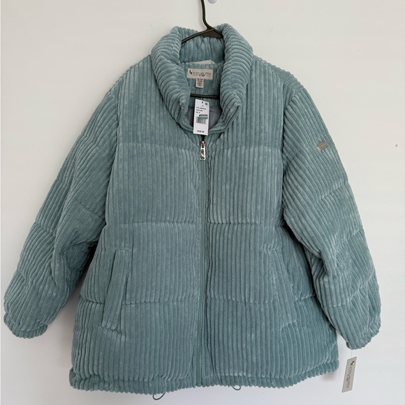 NWT UGG Koolaburra Coat Corduroy‎ Puffer Jacket 2XL Mint Sea Foam Green Cozy - Picture 1 of 15